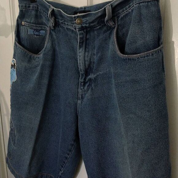 No Boundaries Y2K Blue Jean Long Shorts Size 36 Old School Hip Hop Swag - Picture 15 of 15
